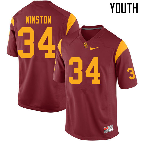 Youth #34 Eli'jah Winston USC Trojans College Football Jerseys Sale-Cardinal